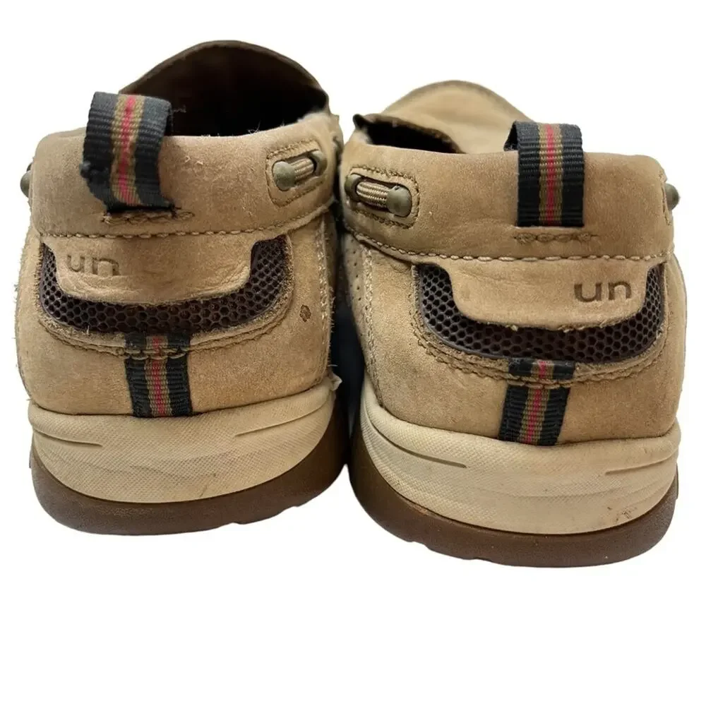 CLARKS UNSTRUCTURED Beige Tan Genuine Leather Loafers Boat Shoes Casual sz 8 M